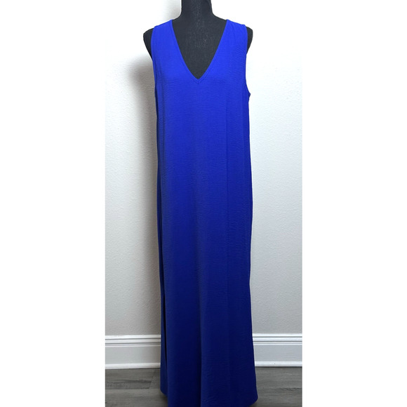 Franne Golde Women’s Royal Blue Santorini Airflow Maxi Dress Size (L) V Neck - Picture 16 of 16